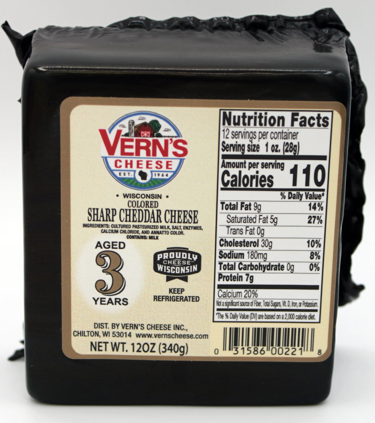 Wisconsin Sharp Cheddar - Aged 3 Years - 12 oz.