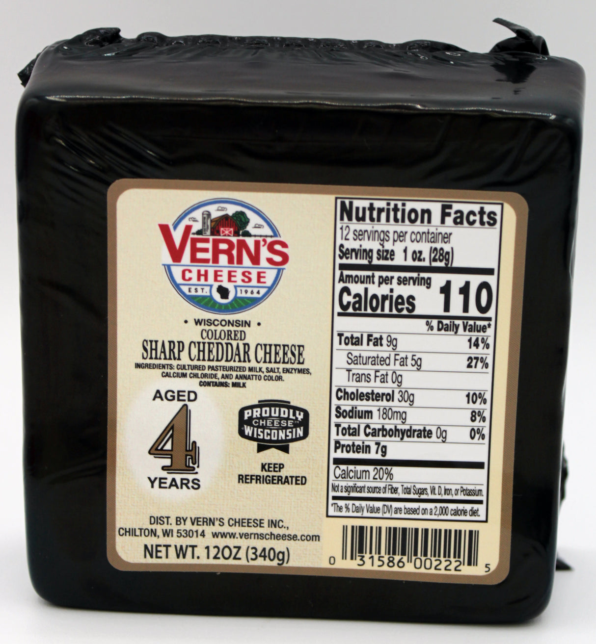 Wisconsin Sharp Cheddar - Aged 4 Years - 12 oz.