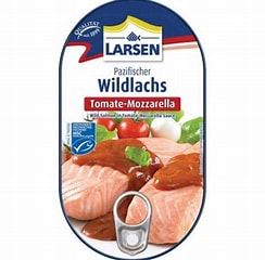 Larsen Filets Wildlachs Wild Salmon Fillets in Tomato Mozzarella Sauce