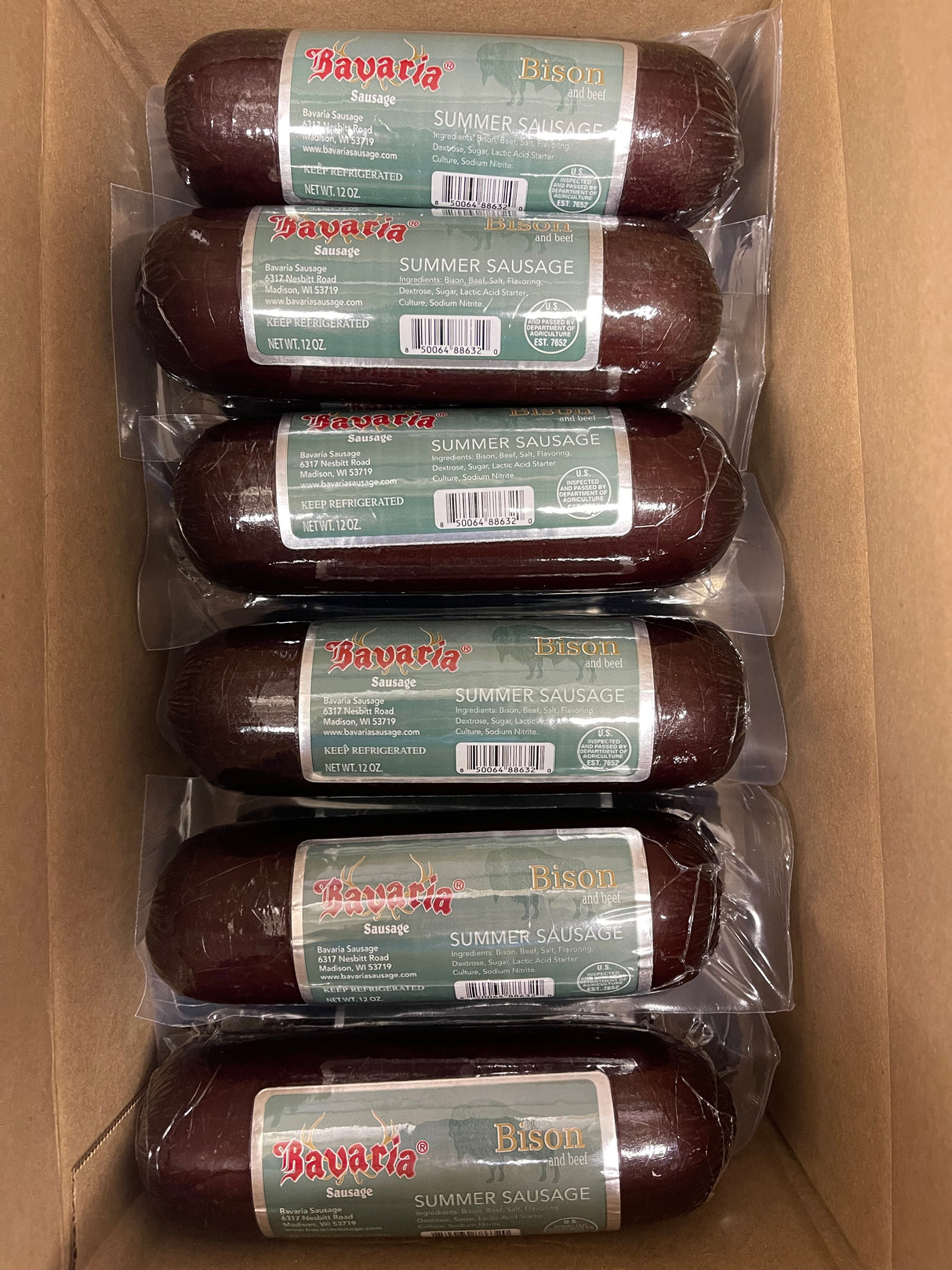 Bison Summer Sausage 12oz - Case (Qty 12)