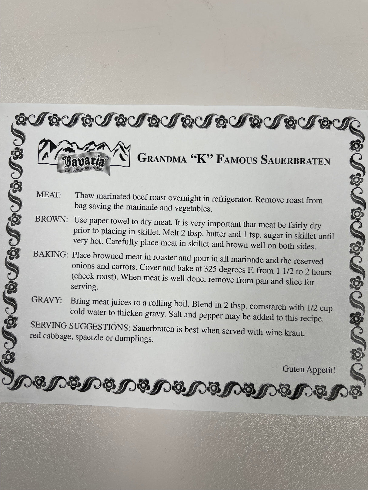 Authentic German Sauerbraten Meal