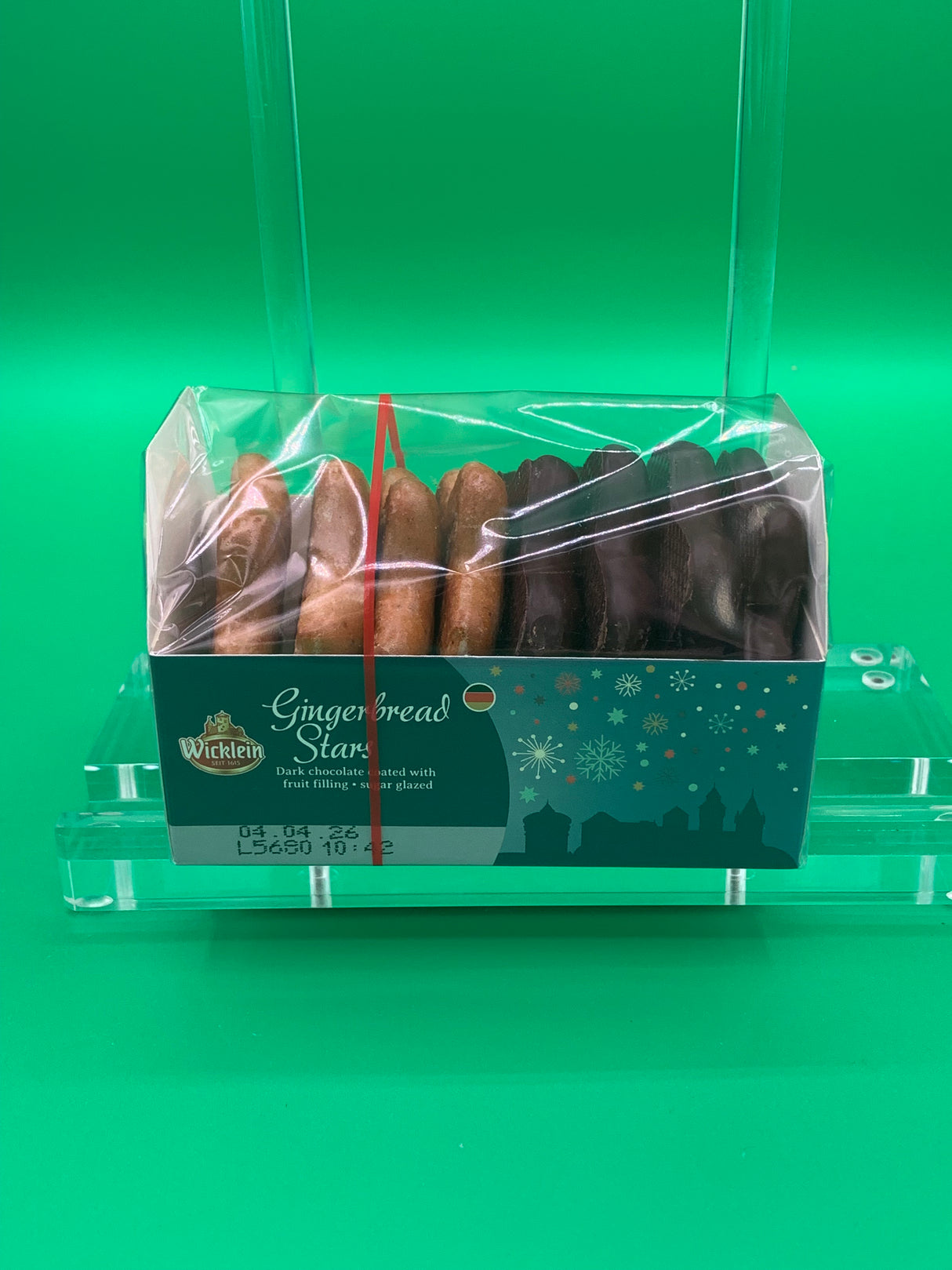 Wicklein Dark Choc Gingerbread Stars w/ Fruit Filling / Sugar Glazed