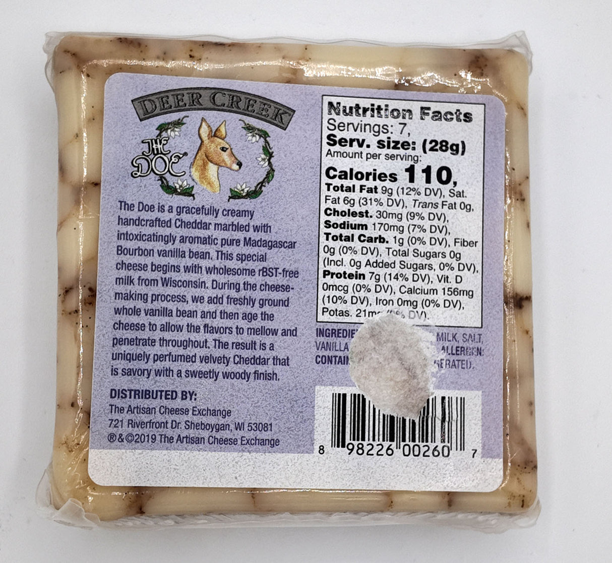 Deer Creek "The Doe" Bourbon Vanilla Cheese 7oz
