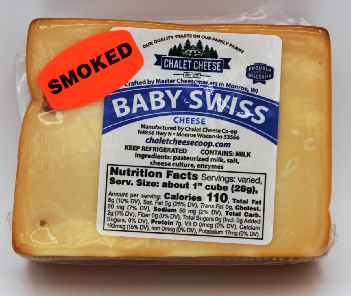 Wisconsin Smoked Cheese - Baby Swiss 16oz.