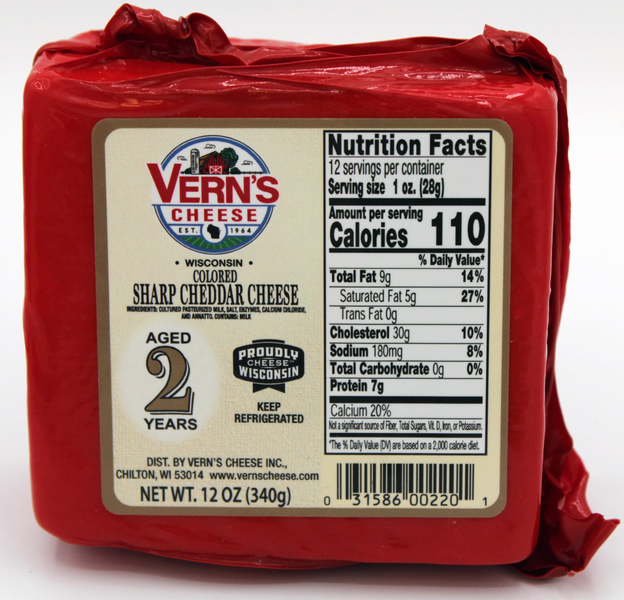 Wisconsin Sharp Cheddar - Aged 2 Years - 12 oz.