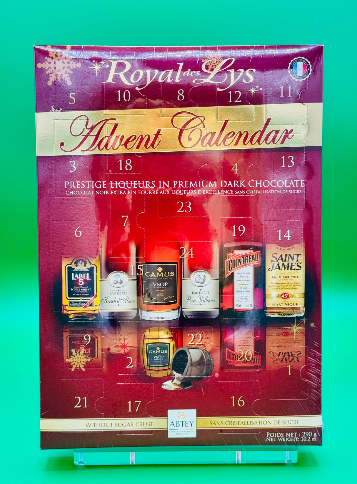 Abtey Royal de Lys Advent Calendar w/ Dark Choc Liqueur filled Assortment