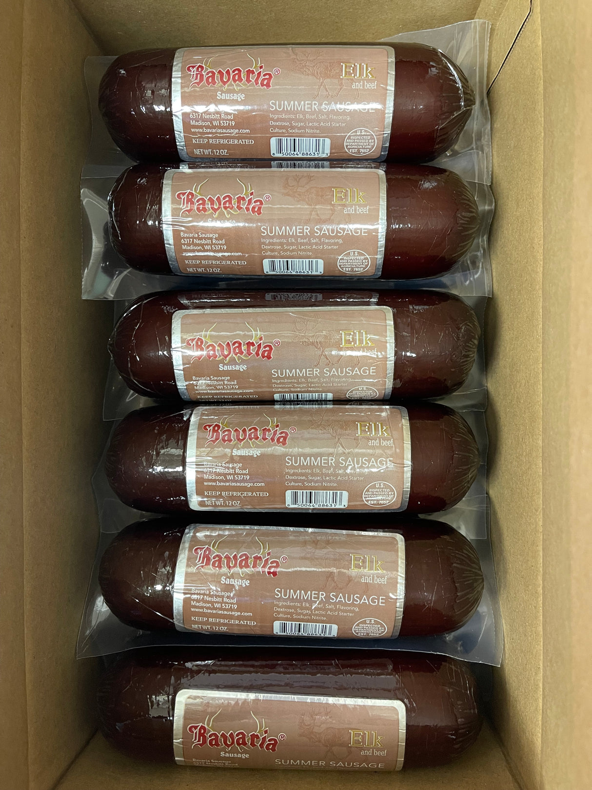 Elk Summer Sausage 12oz - Case (Qty 12)