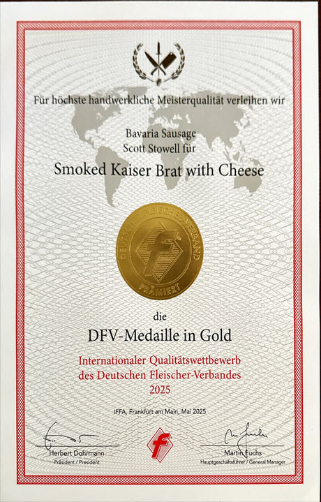 Kaiser Cheddar Bratwurst (Kase Krainer) 1lb