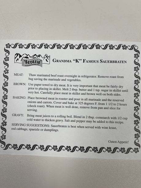 Authentic German Sauerbraten Meal - Meat & Marinade Only