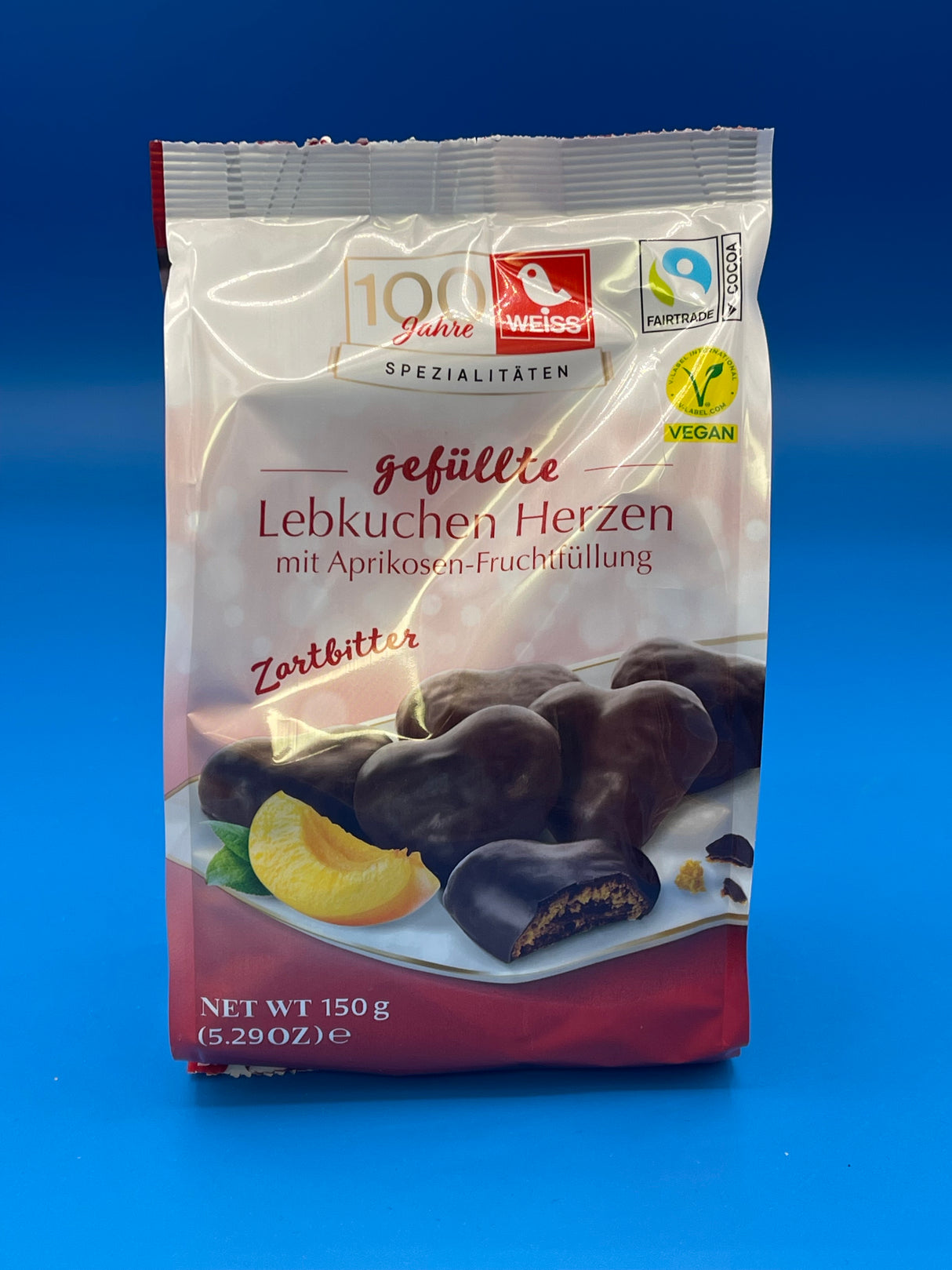 Weiss Zartbitter Lebkuchen Herzen mit Aprikosen Fruchtfullung 150g