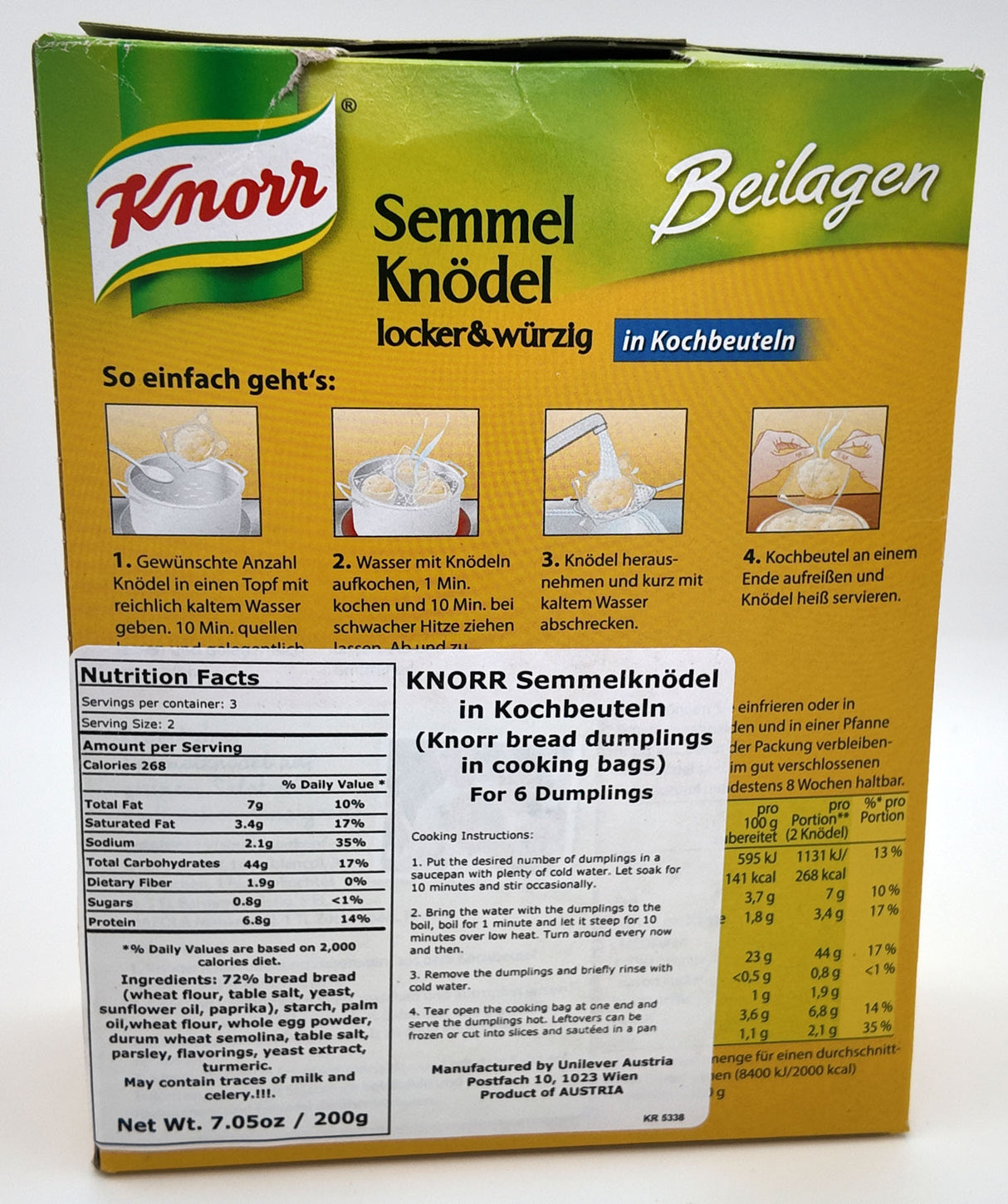 Knorr Semmel Knodel in Cooking Bags