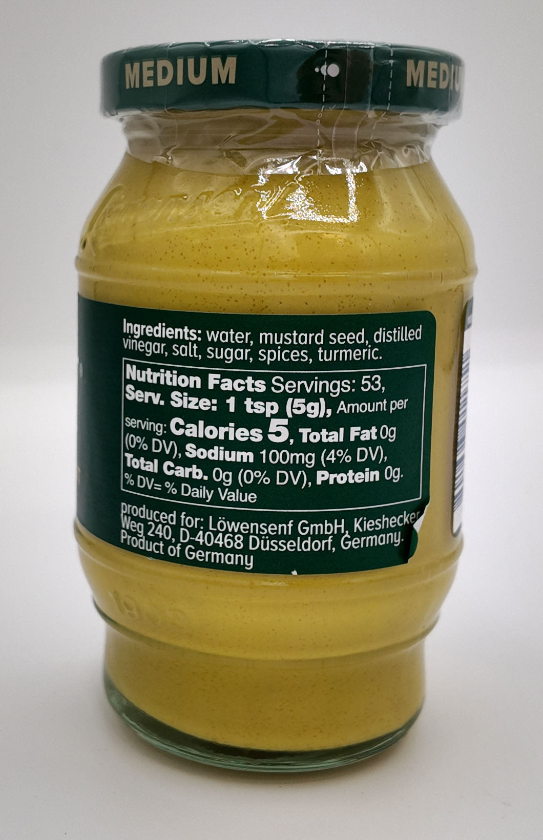Lowensenf Medium Mustard in Jar (Green Label)