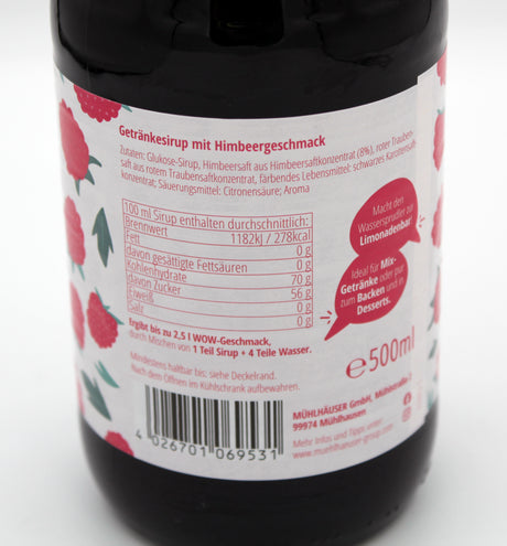 Muhlhauser Syrup Himbeere (Raspberry) 500ml /16.91oz