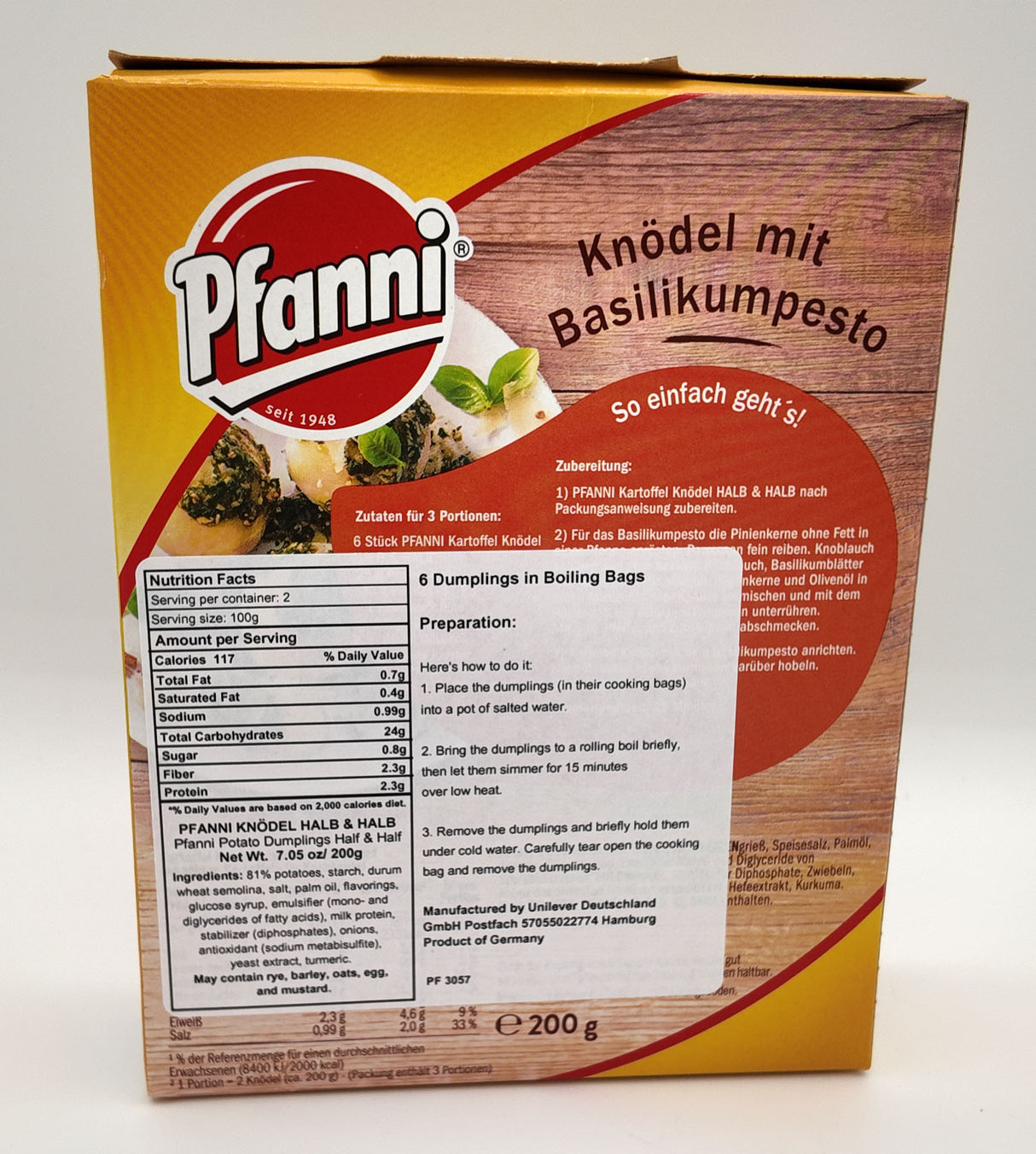 Pfanni Kartoffel Knodel 6 Halb & Halb Potato Dumplings