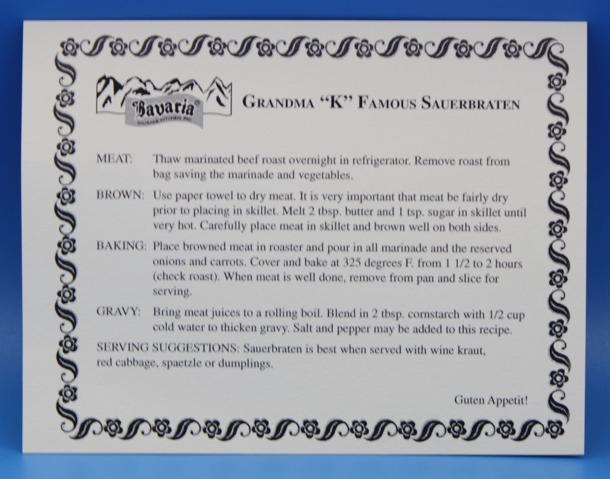 Authentic German Sauerbraten Meal - Meat & Marinade Only